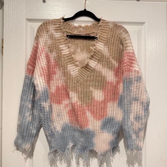 MAIN STRIP RAW edge frayed sweater women’s size Small - Picture 7 of 14